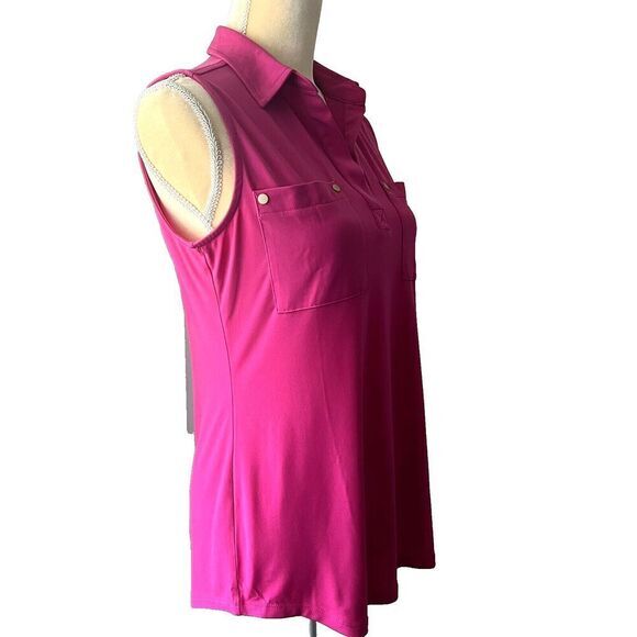 JONES NEW YORK SIGNATURE Women's Blouse Size S Pink Sleeveless Pockets Stretch‎ - Picture 3 of 13